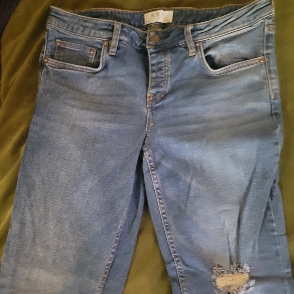 We the Free Button Fly boot cut Flare Jeans distressed NWOT